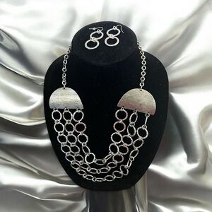 Edgy Silver Chain Necklace and Earring Set